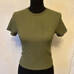Abercrombie & Fitch Olive Textured Tee XS Short Sleeve Fitted